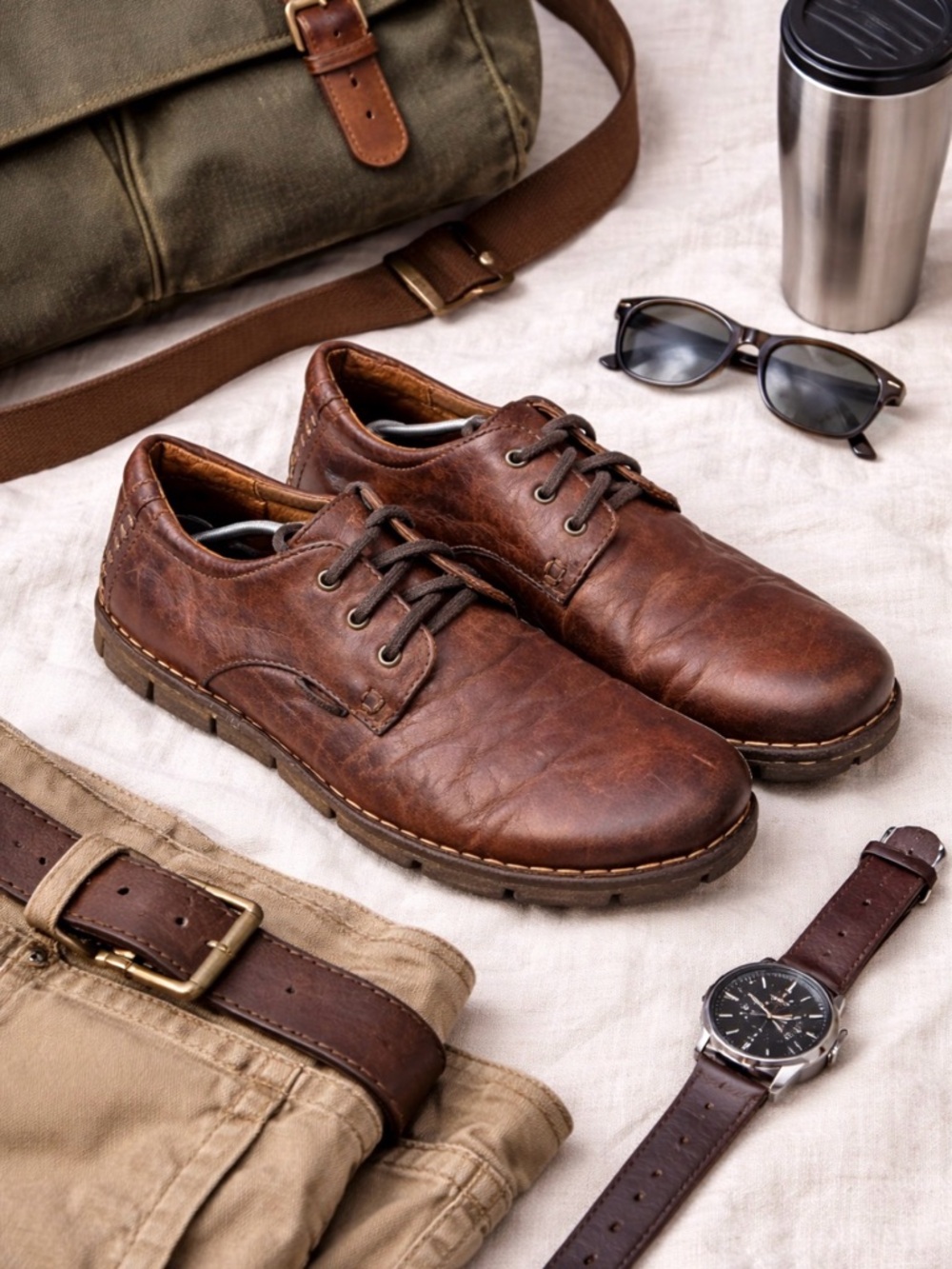 Born Soledad Men's Shoes Size 12 M/W WIDE Brown Leather Lace Up Oxfords Casual